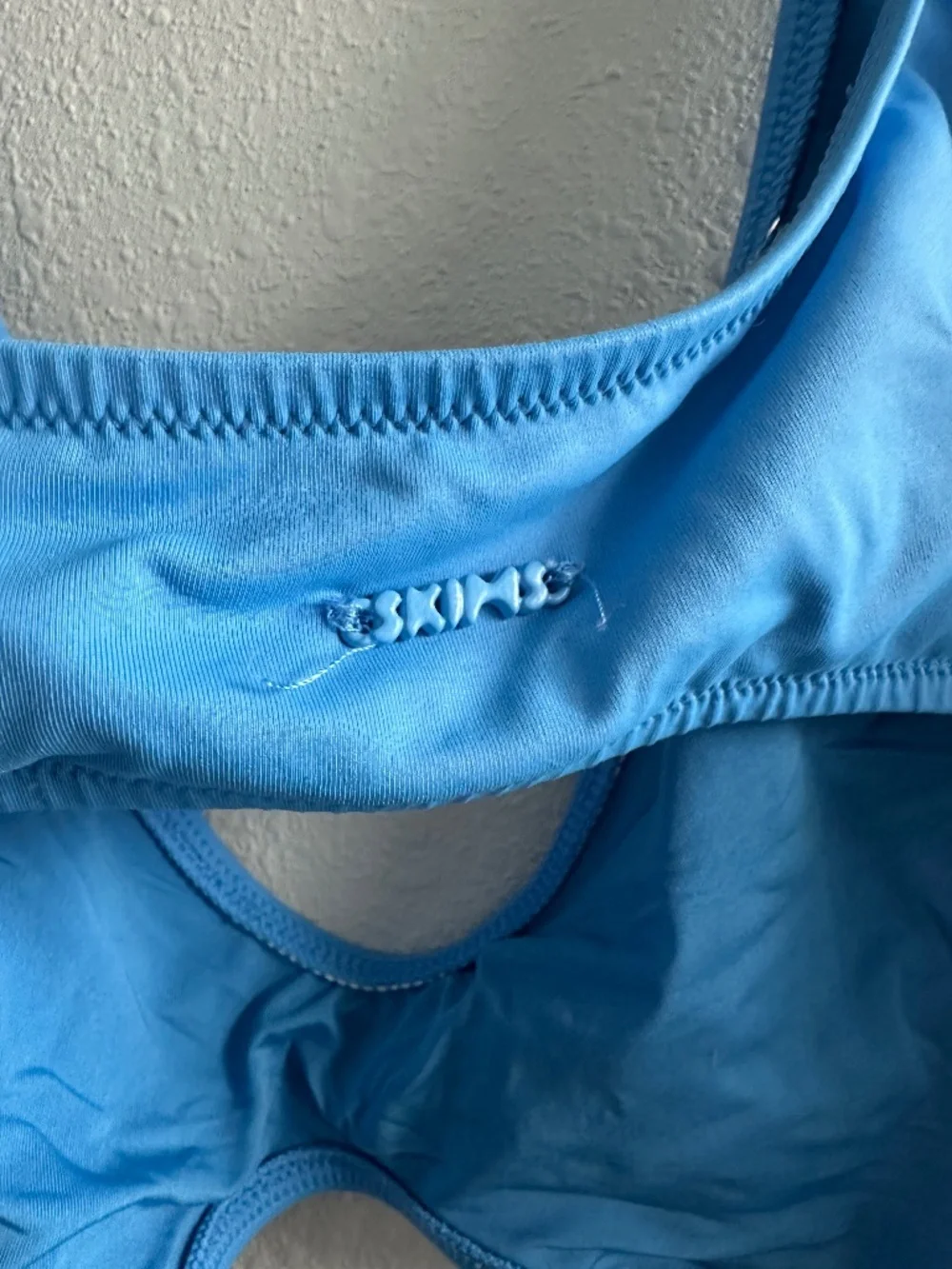SKIMS Signature Swim Plunge Bikini Top in Blue